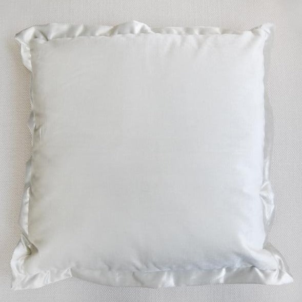 White Velvet Throw Pillow with White Flanged Detail for Victorian styled  and Modern Art Decor Home Design.